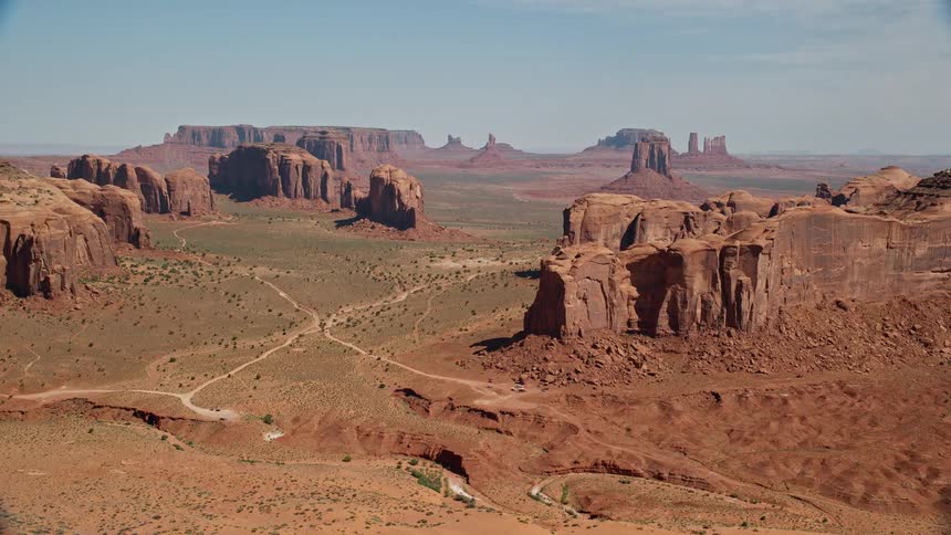 Landscape of mesas in a desert area on a sunny day