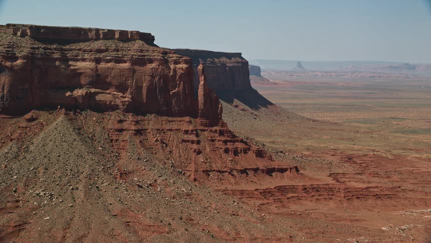 Aerial view of a rocky valley with geological formations