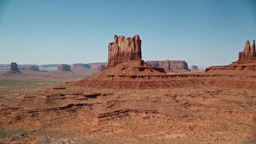 Aerial view of a mesa in the desert badlands