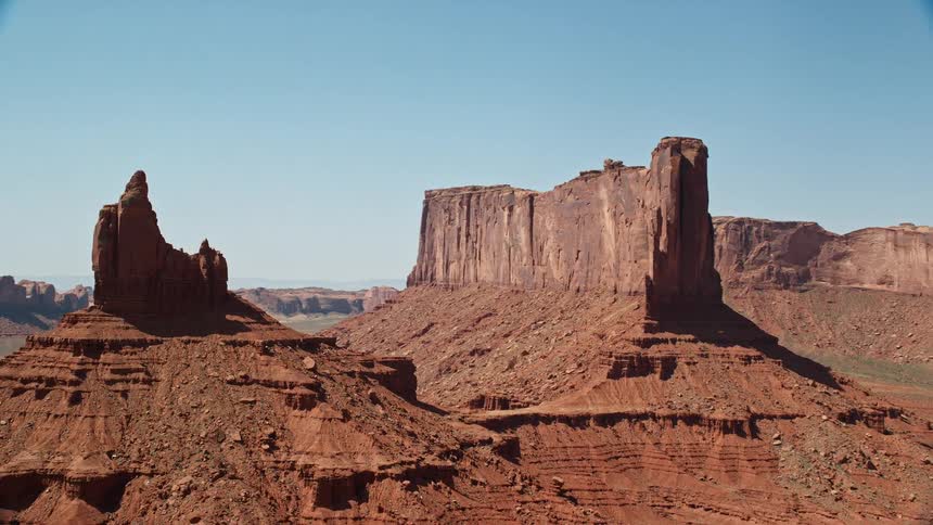 Hills and mesas in a desert area on a sunny day