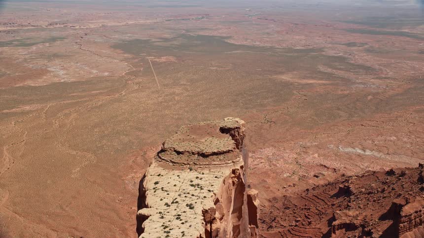 Aerial view of mountains and mesas on the badlands