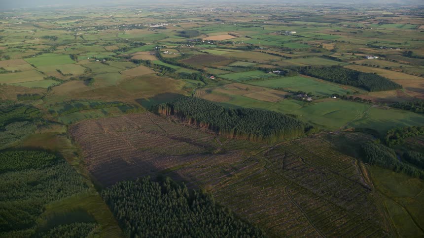 Aerial view of rural area with small villages