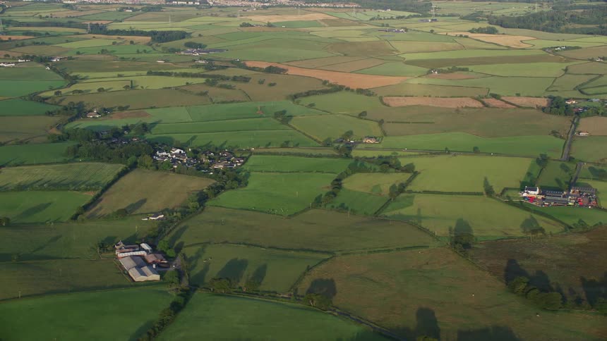 Aerial view of towns and villages in the country