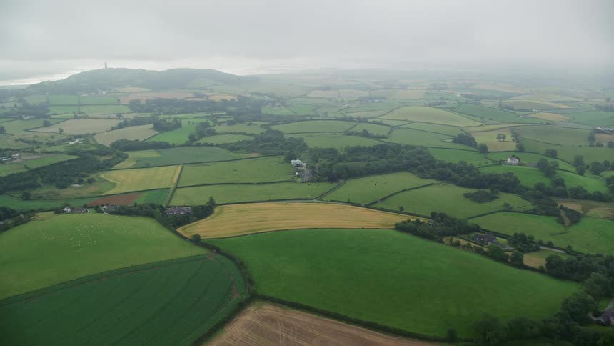 Rural area with some residences and agricultural fields