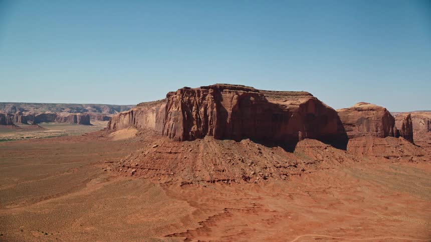 Aerial view of a mesa in the desert badlands
