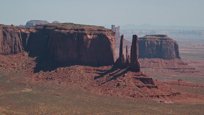 View of a canyon and valley with geological rock formations