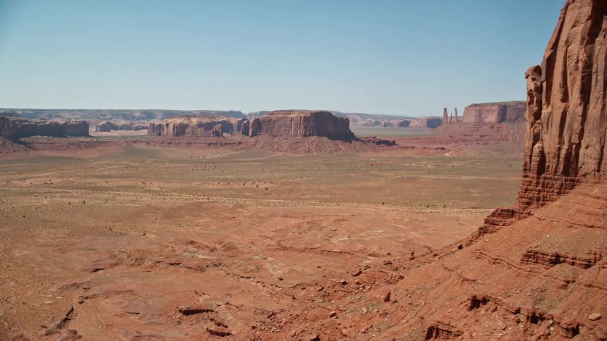 Aerial view of mountains and mesas on the badlands