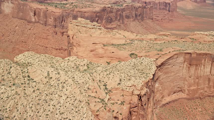 Aerial view of a natural environment with rocky canyons