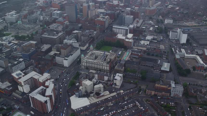 Aerial of the metropolitan city center during the day