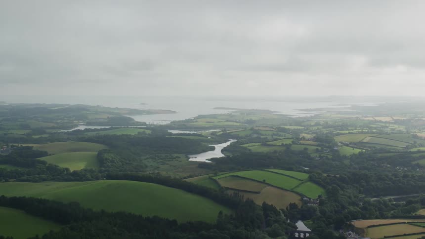 Aerial of farmlands in the countryside at daytime