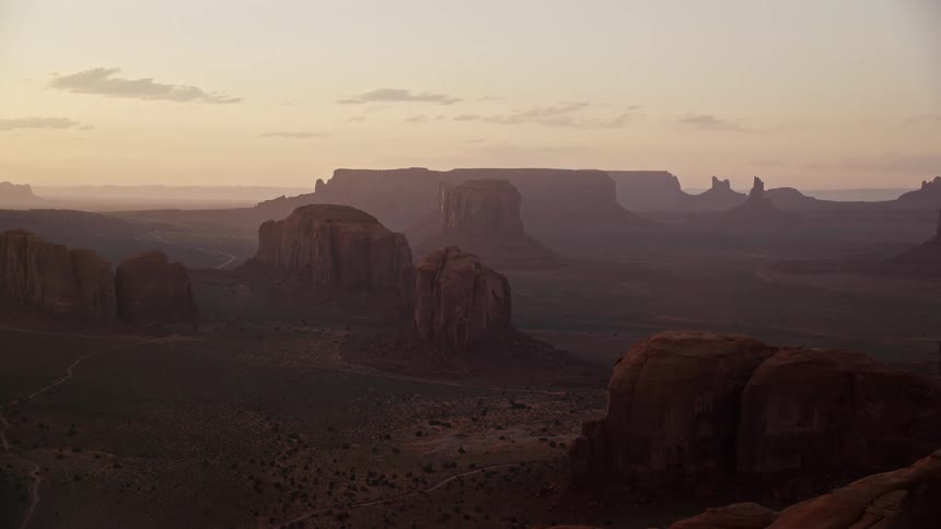 Morning in a natural environment with canyons featuring geological rock formations