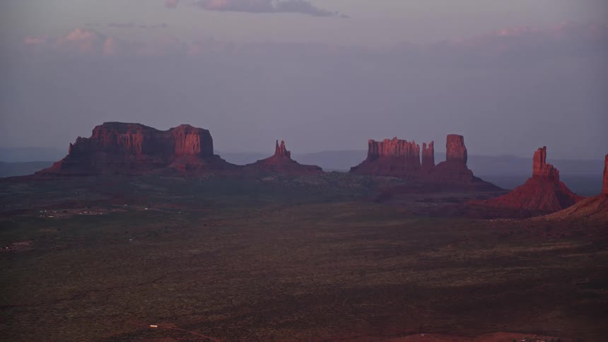 Landscape of mesas at sunset