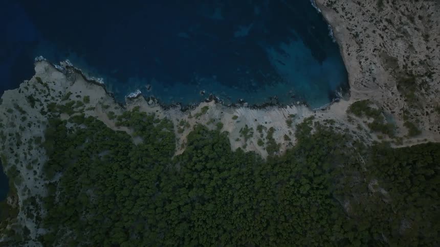 Top down aerial view of a coast