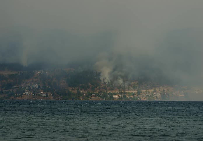A coastal region that is all smoky and is close to a sea