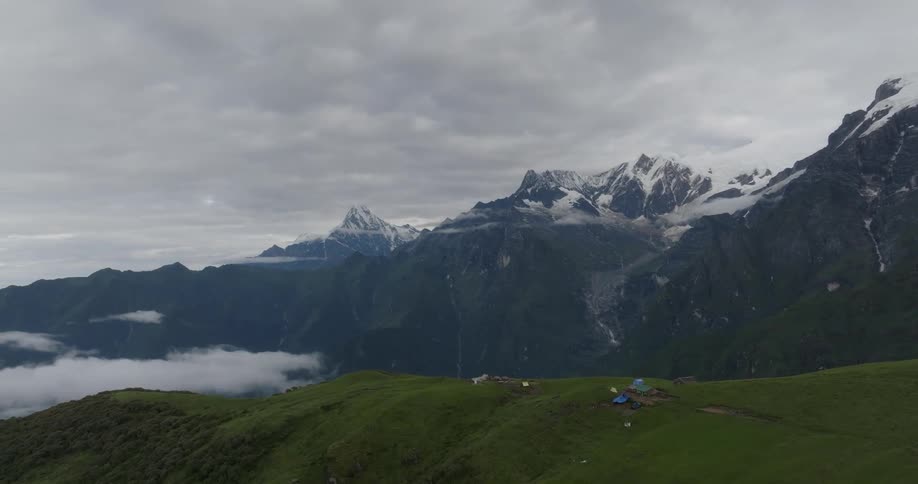 People are camping on the mountain