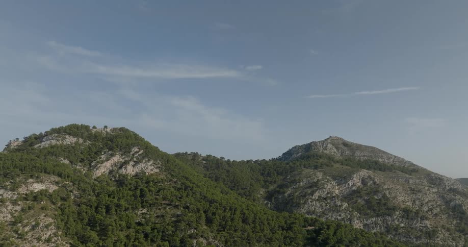 The mountain is covered with green