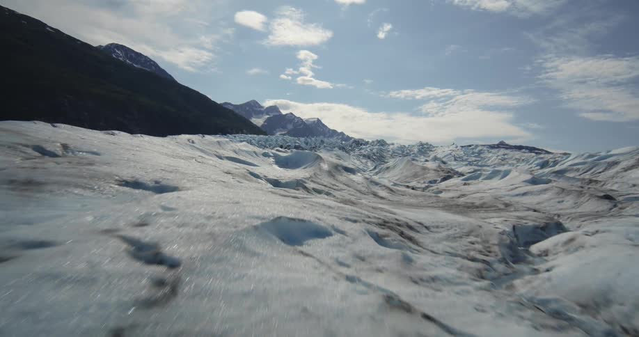 The water is all frozen into ice