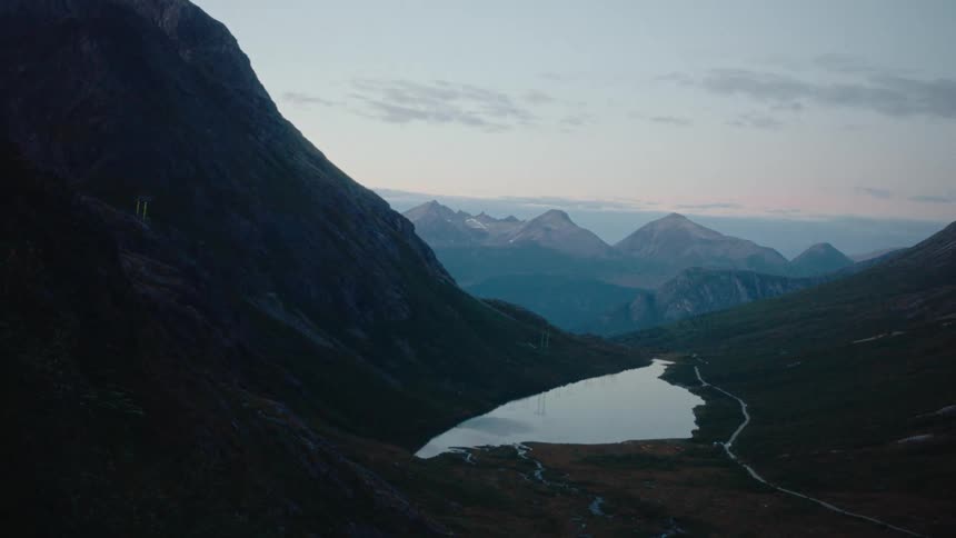 View of a mountain range and a lake