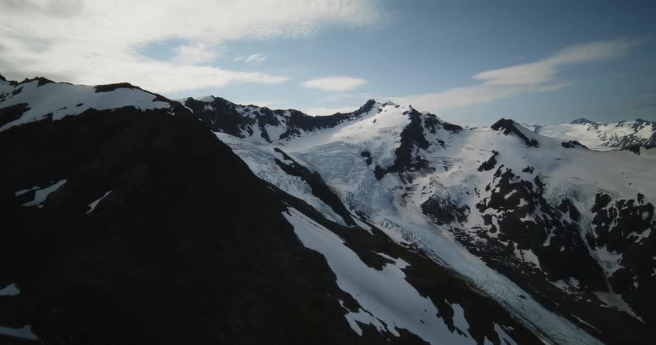View of a snowcovered mountain range