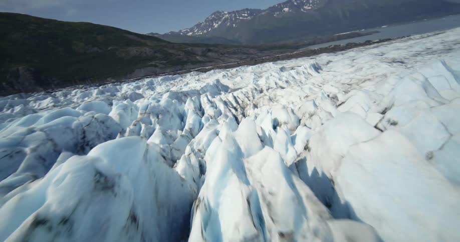 Aerial view of a large mass of ice