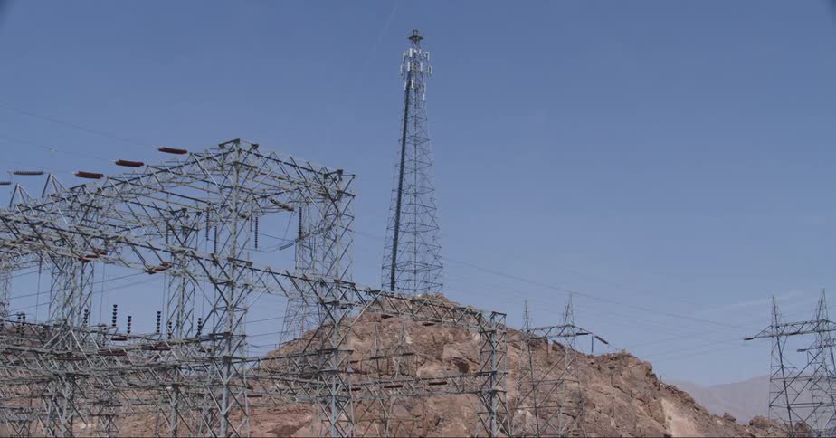 Electrical power towers in the mountain landscape