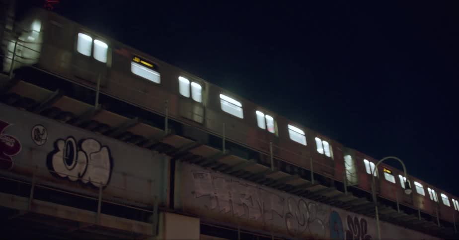 Train passing by during the night