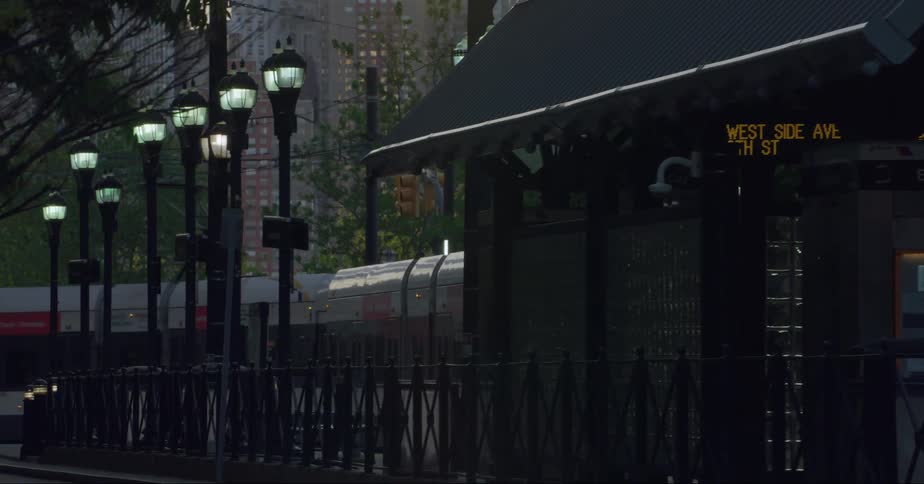Landscape of train station and city skyline