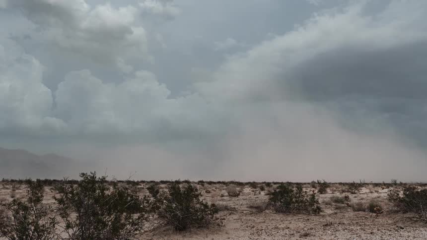 Dust storm through the mountains