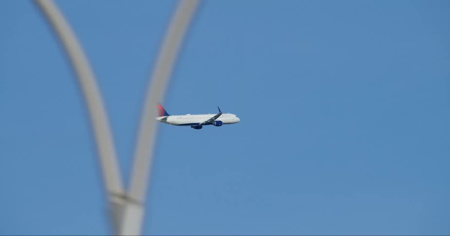 A passenger plane flying in the sky