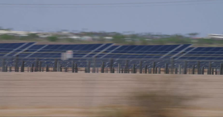 The field is full of solar panels