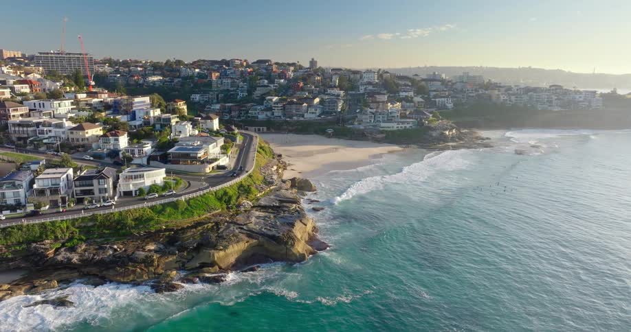 A city with residential building very close to the sea