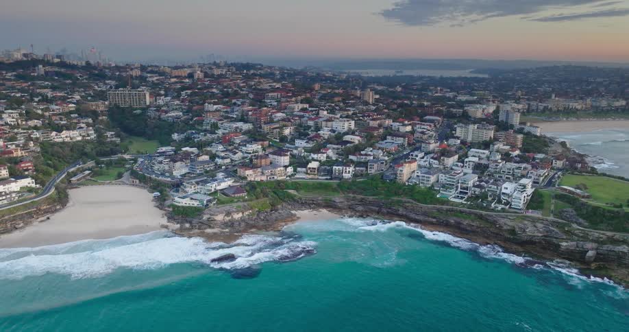 Aerial view of beachside suburb