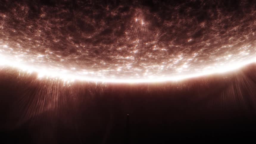 A planet in space that is full of fiery flares