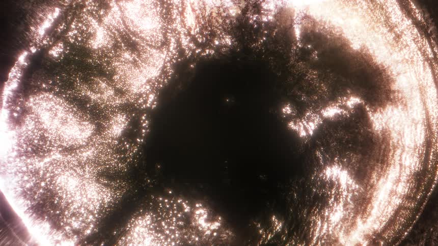 Bright shimmering expanding blob of sparkling lights