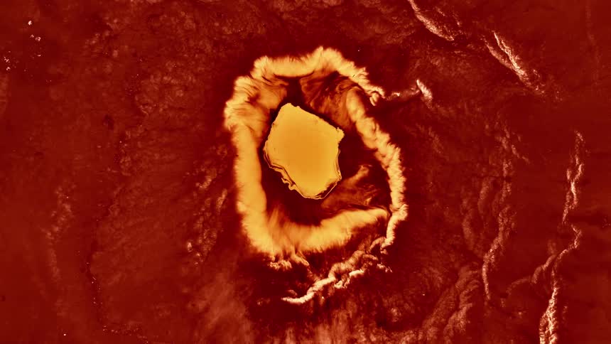 Lava from the volcano fell into a deep hole
