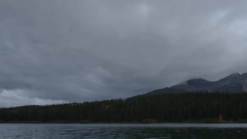 Heavy clouds sit above this shore line