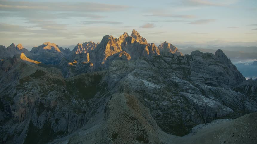 Aerial of a wild landscape with dangerous rocky mountains