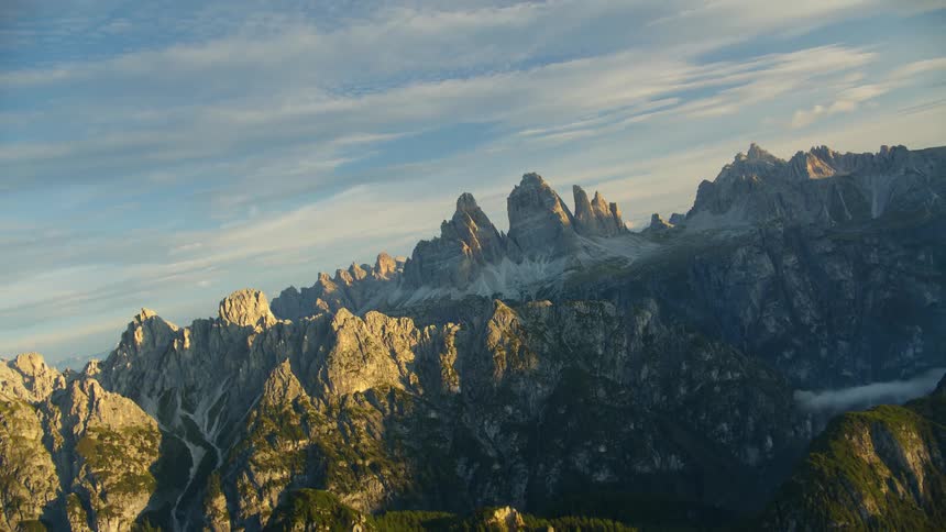 A mountainous region with many rock formations