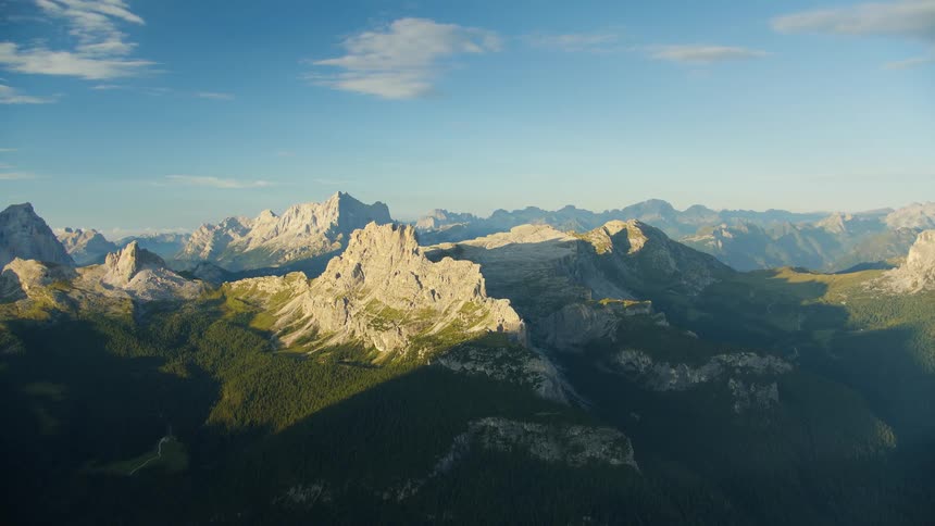 Valley with peaks and rock formations