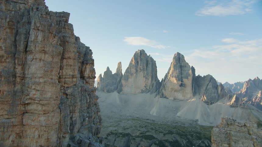 A field of high rocky mountains with sharp edges