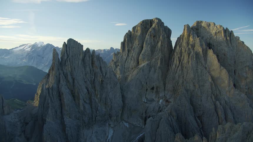 Langkofel mountain with Forcella del Sassolungo and Passo Sella