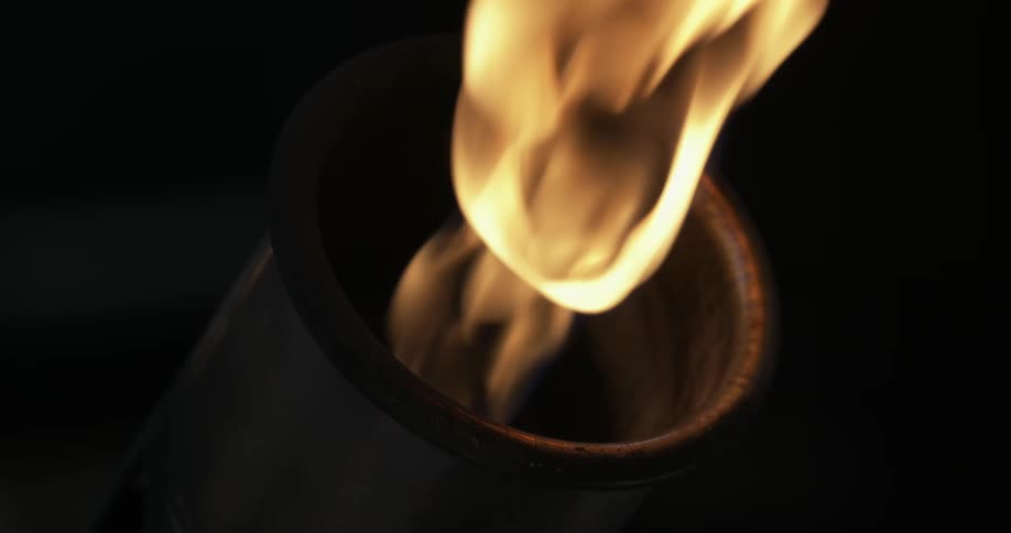 Flame coming out of a round thrower