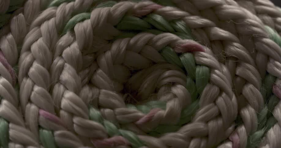 Closeup of a swirl of braided ropes