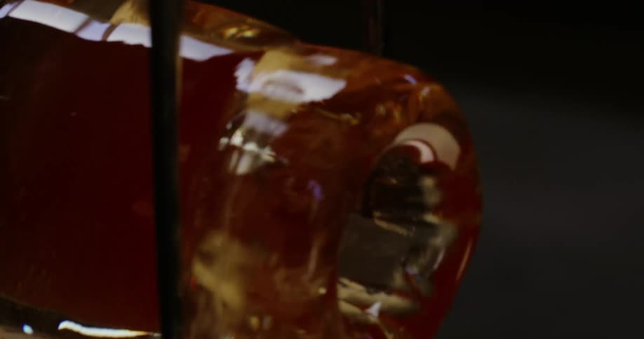 Closeup of a solid glass object in the manufacturing cooling process