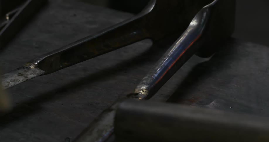 Manufacturing tools with a reflection of sunlight