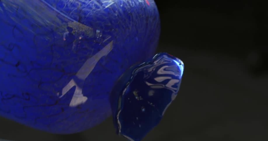 Blue blown glass and flame