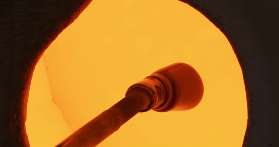 Glass production inside a furnace