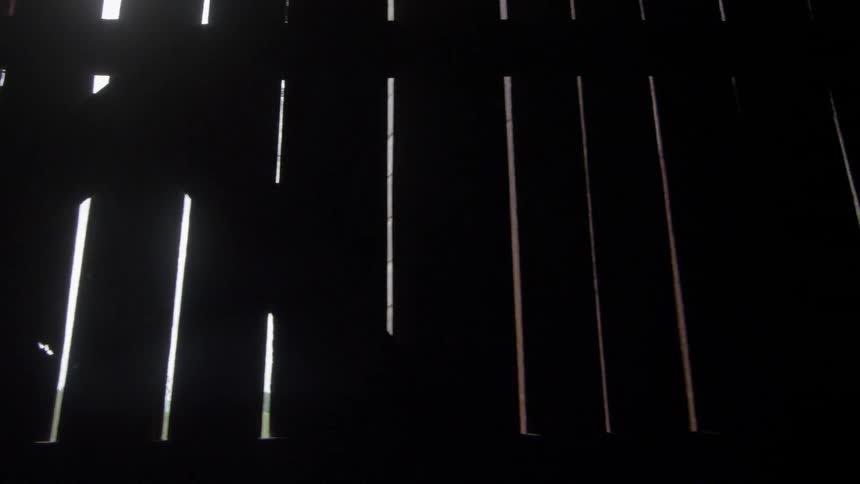 A wooden fence has some light peeking in