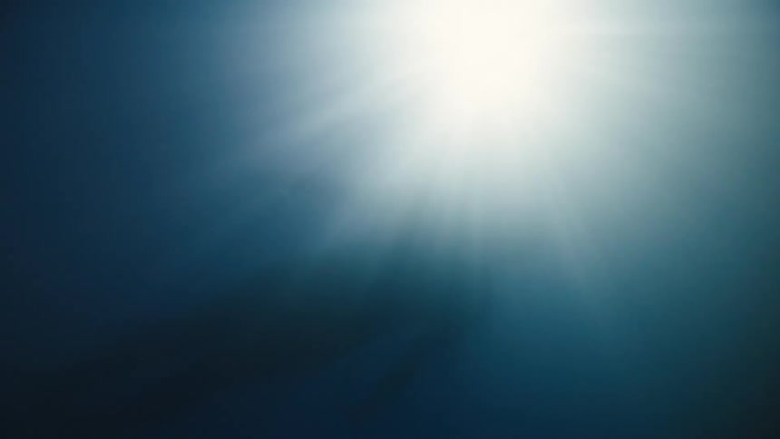 The sun is shining underwater