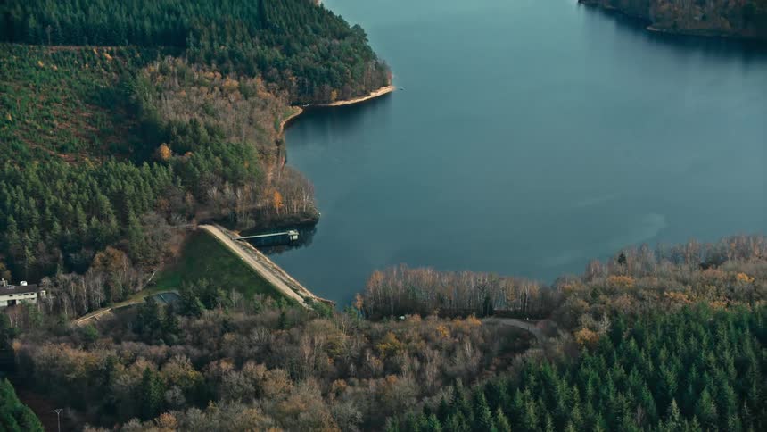 A dam is at the foot of the river